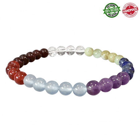 Braccialetto 7 Chakra perline pietra naturale da 6mm - Qualità A