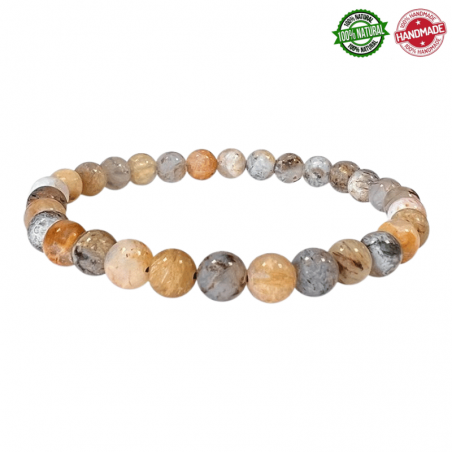 Braccialetto Agata Plume perline pietra naturale da 6mm - Qualità A