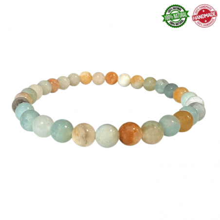 Braccialetto Amazzonite Multicolore perline pietra naturale da 6mm - Qualità AB