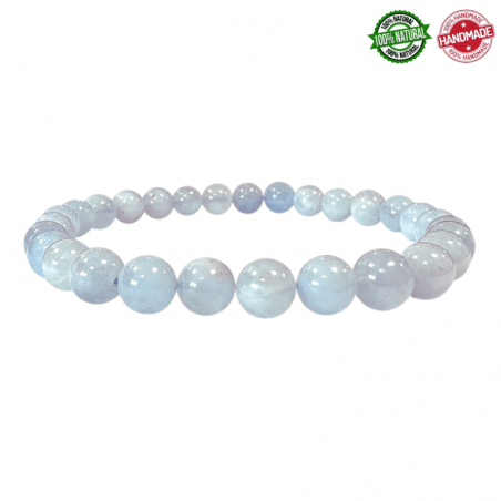 Braccialetto Acquamarina perline in pietra naturale da 6mm - Qualità A