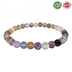 Braccialetto Fluorite Multicolore perline in pietra naturale da 6mm - Qualità AA