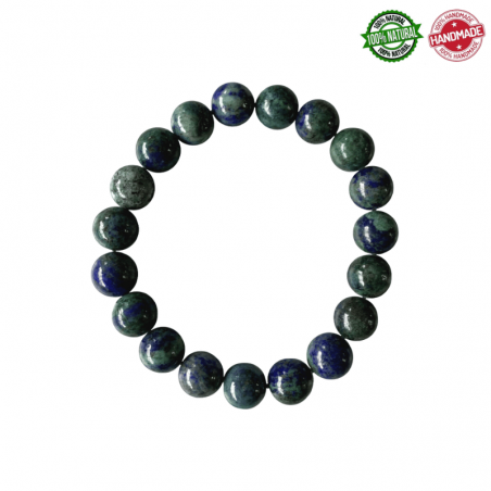 Bracciale Azzurrite e Malachite perle in pietra naturale da 10mm - Qualità AB