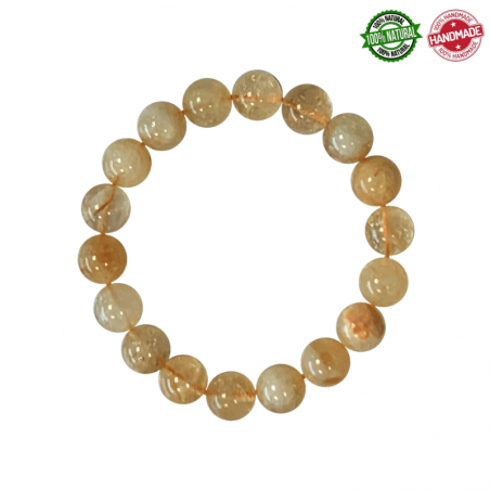 Bracciale Citrino Riscaldato Perle da 10mm in Pietra Naturale - Qualità AB