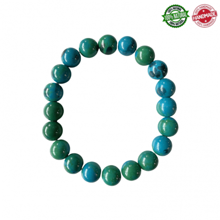 Bracciale Crisocolla perle in pietra naturale da 10mm - Qualità AB