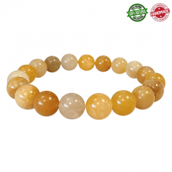 Bracciale Giada Gialla perle in pietra naturale da 10mm - Qualità A