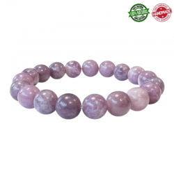 Bracciale Lepidolite perle in pietra naturale da 10mm - Qualità A