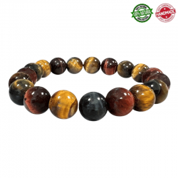 Bracciale Occhio di Tigre Multicolore perle in pietra naturale da 10mm - Qualità A