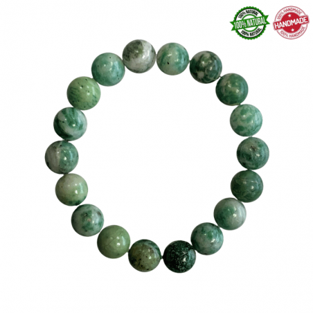 Bracciale Serpentino Verde perle in Pietra Naturale da 10mm - Qualità A