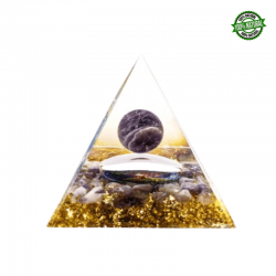 Piramide Orgonite con sfera di Ametista e Albero della Vita - (60 x 60 x 65mm) 2