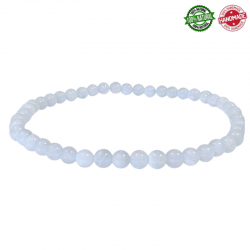 Braccialetto Calcedonio Blu Namibia perline in pietra naturale da 4mm - Qualità A