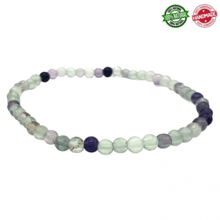 Braccialetto Fluorite Multicolore perline in pietra naturale da 4mm - Qualità AB