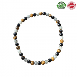 Braccialetto Labradorite, Occhio di Tigre, Onice perline pietra naturale da 4mm - Qualità A