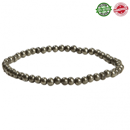 Braccialetto Pirite perline in pietra naturale da 4mm - Qualità A