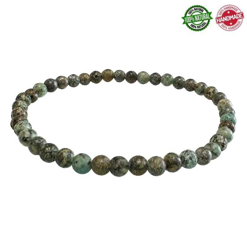 Braccialetto Turchese Africano perline in pietra naturale da 4mm - Qualità AB
