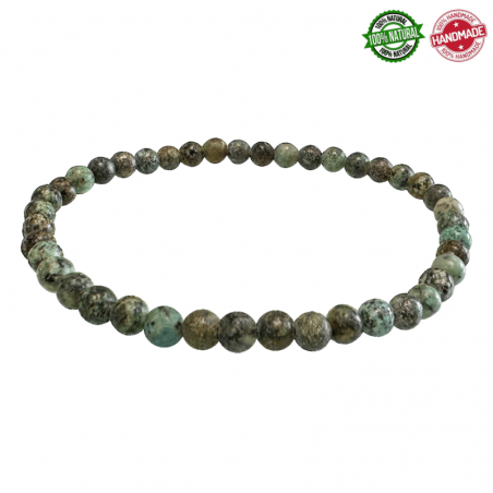 Braccialetto Turchese Africano perline in pietra naturale da 4mm - Qualità AB