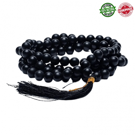 Mala Tibetano 108 perle Agata Nera da 8mm in pietra naturale - Qualità A
