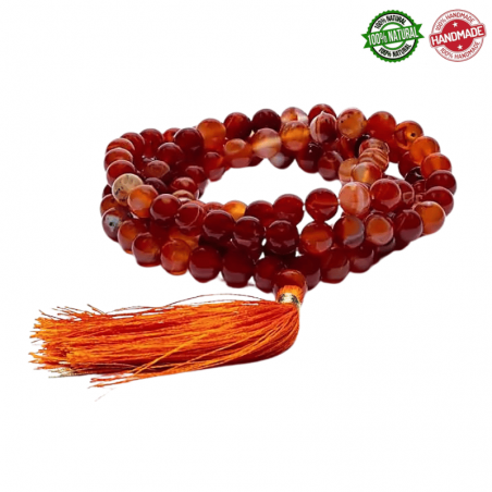 Mala Tibetano 108 perle Corniola da 8mm in pietra naturale - Qualità A
