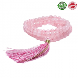 Mala Tibetano 108 perle Quarzo Rosa da 6mm in pietra naturale - Qualità AA