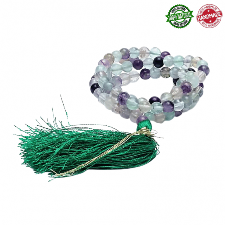 Mala Tibetano 108 perle Fluorite Multicolore da 6mm in pietra naturale - Qualità AA