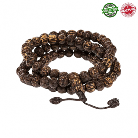 Mala Tibetano 108 grani Gusci di Noce di Cocco da 8mm