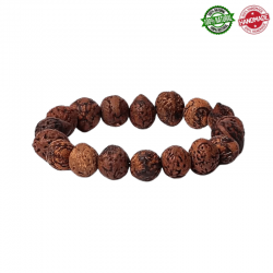Braccialetto con 18 semi naturali di Bodhi da 12mm su filo elasticizzato
