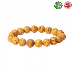 Braccialetto con 18 semi naturali di Bodhi Lucidati da 12mm su filo elasticizzato