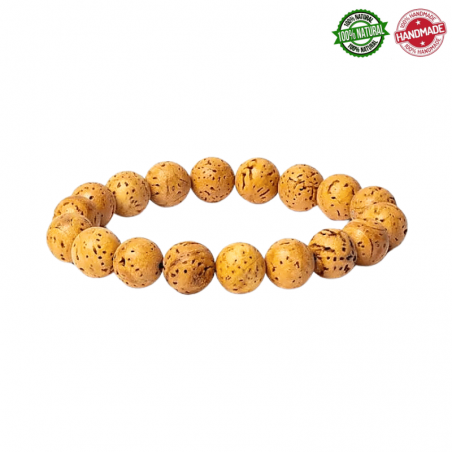 Braccialetto con 18 semi naturali di Bodhi Lucidati da 12mm su filo elasticizzato