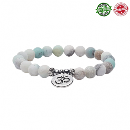 Mala Tibetano braccialetto in Amazzonite con Ohm - 21 grani