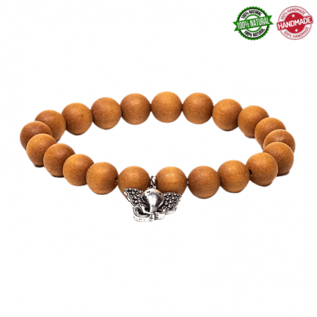 Mala Tibetano braccialetto in legno di Sandalo e ciondolo con Ganesh - 21 grani