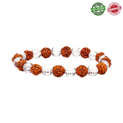 Braccialetto Semi Rudraksha & Perline Cristallo di rocca