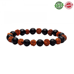 Braccialetto Semi Rudraksha & Perline Pietra Lavica