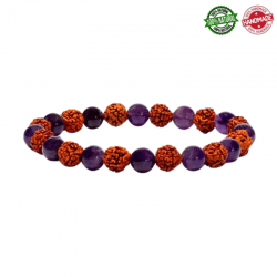 Braccialetto Semi Rudraksha & Perline Ametista