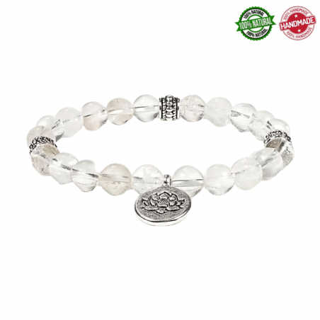 Cristallo di Rocca Mala Tibetano Braccialetto con ciondolo Loto - 21 grani