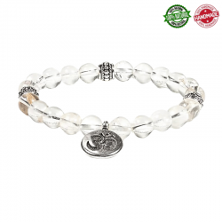 Mala Tibetano braccialetto con cristalli di rocca e Ohm - 21 grani