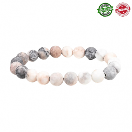 Mala Tibetano braccialetto con Diaspro Zebra Rosa - 21 grani da 8mm