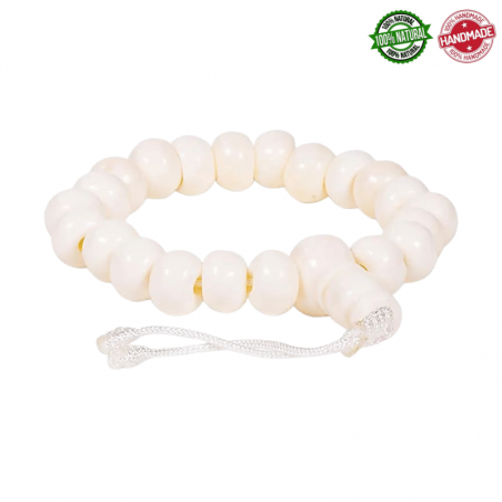 Mala Tibetano in Osso Naturale braccialetto Regolabile - 21 grani