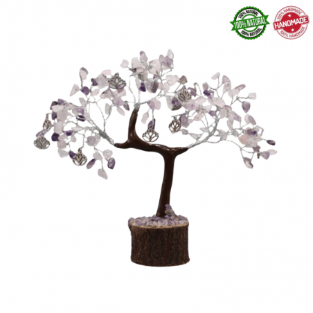 Albero con gemme di Ametista e Fiori di Loto - 160 Gemme