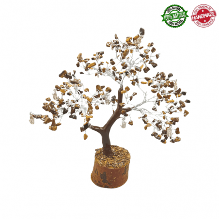 Albero con gemme di Occhio di Tigre e Mano Reiki - 300 Gemme