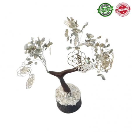 Albero con gemme di Labradorite e Fiore della Vita - 160 Gemme