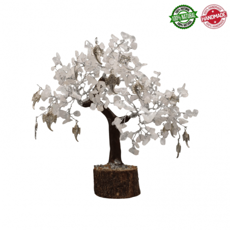 Albero con gemme di Quarzo Rosa e Ganesh - 300 Gemme