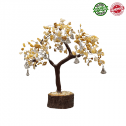 Albero con gemme di Giada Gialla e Buddha che Ride - 300 Gemme