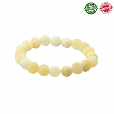 Bracciale in Calcite Gialla perle pietra naturale da 10mm