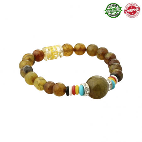 Bracciale in Agata del Drago perle naturali da 8mm con Mantra