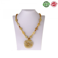 Calcite Gialla Collana in pietra naturale con ciondolo fiore