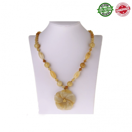 Calcite Gialla Collana in pietra naturale con ciondolo fiore
