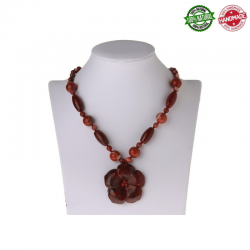 Diaspro Rosso Collana in pietra naturale con ciondolo fiore