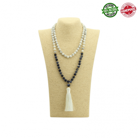 Mala Tibetano Sodalite & Howlite con Nappa - 108 +1 perline