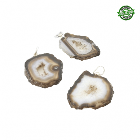 Ciondolo Fetta di Agata Marrone Pietra Naturale (± 3/5cm)