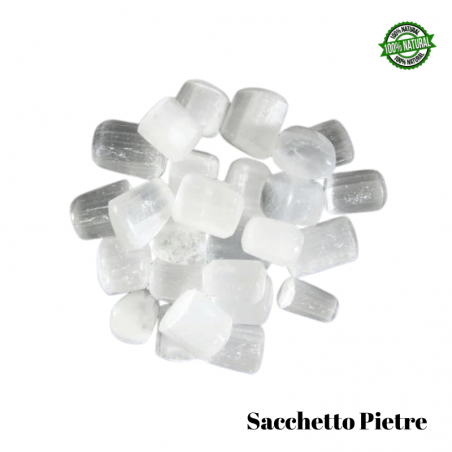 Selenite Bianca Satin Spar Sacchetto Pietre Burattate (4 Pietre - 50gr.) - Qualità A