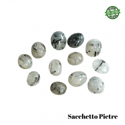 Cristallo di Rocca Tormalinato Sacchetto Pietre Burattate (3 Pietre - 50gr.) - Qualità A